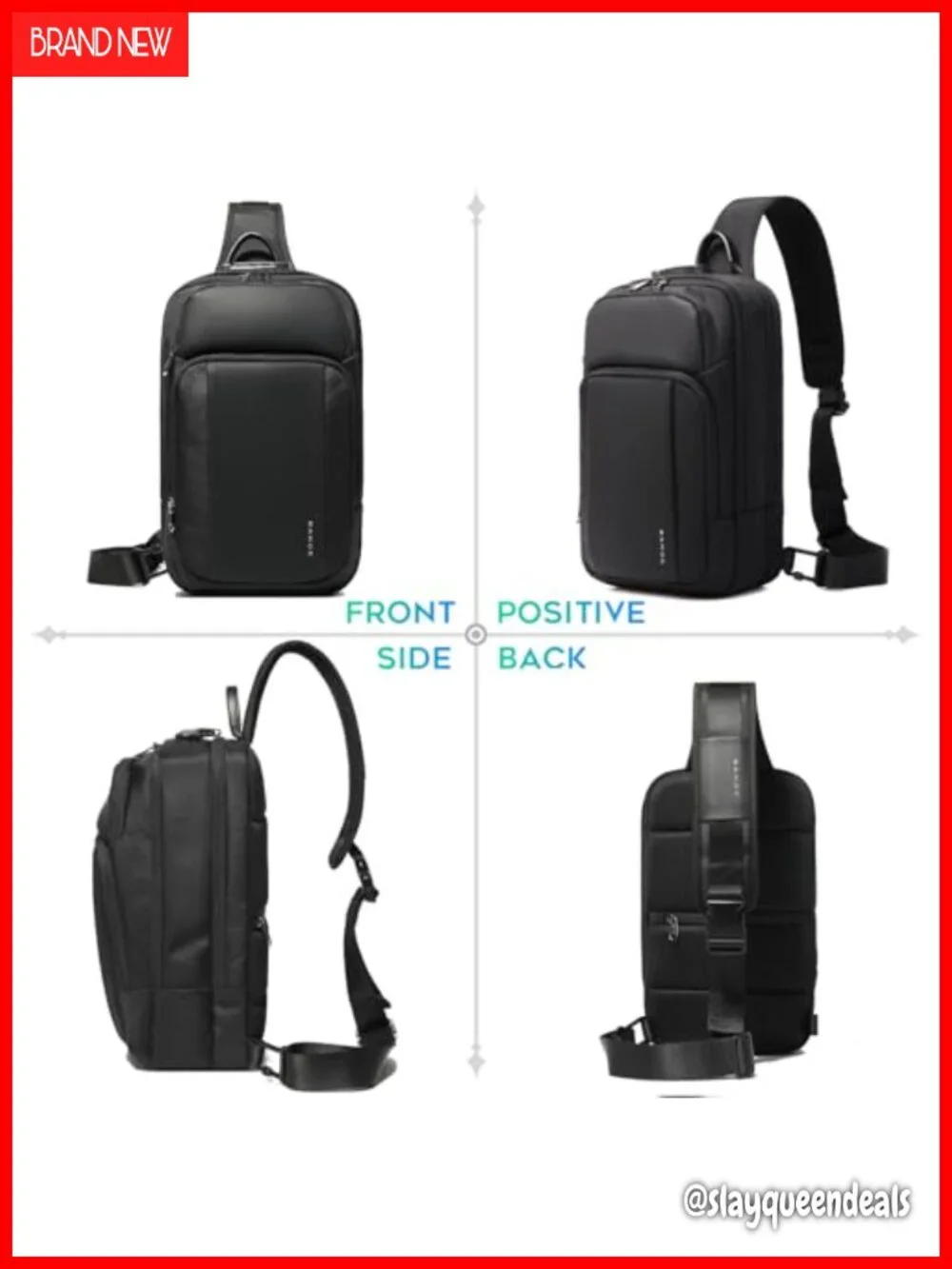 Anti Theft Sling Bag Crossbody Daypack with USB Port Water Resistant Oxford